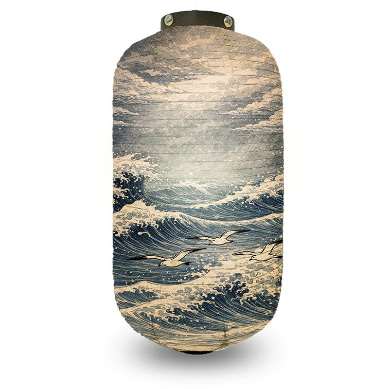 Japanese Style Ukiyo-e Traditional Sea Wave Printed Lantern Hanging Cloth Lantern Izakaya Restaurant Cuisine Wedding Party Decor