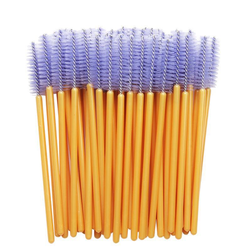 Pack of 50 Disposable Eyelash Brushes with Nylon Bristles, Solid Handle - Portable Eyebrow Brush and Eyelash Curler Makeup Tools.