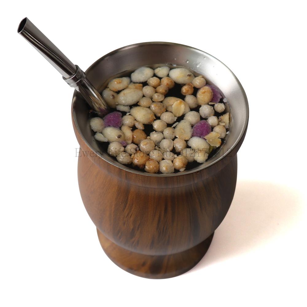 230ML Yerba Mate Cup 304 Stainless Steel Double Wall Argentine Yerba Mate Gourd With Bombillas and Cleaning Brush Coffee Tea Mug