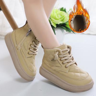 Koreanische lässige einfache Kinderstiefel Herbst und Winter neue Baumwollschuhe Samt warme kurze Stiefel Brotstiefel