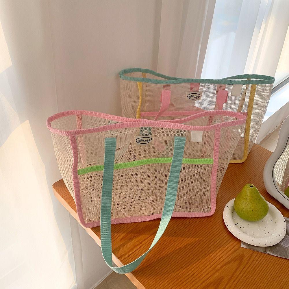 Handbag Clothes Storage Bag Fresh Color Hanging Shower Organizer Simple Mesh Toiletry Bag  Wash Bag