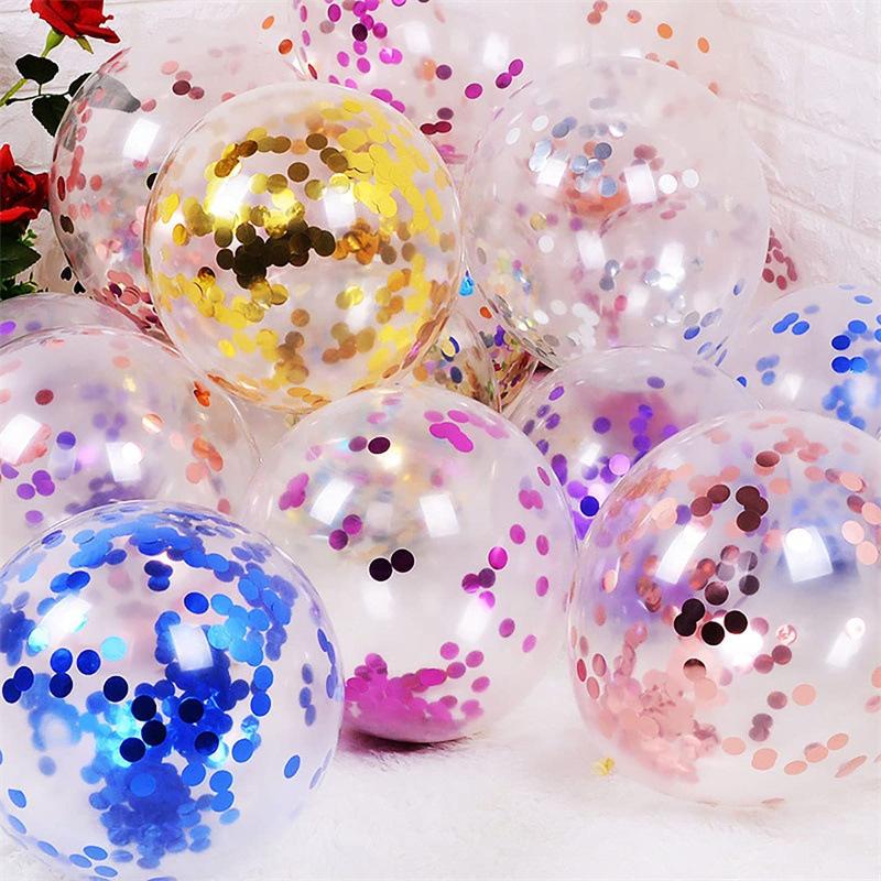 12 Inch Round Sequined Transparent Latex Balloon Birthday Wedding Opening Event Shopping Mall Decoration Party Decoration Supplies