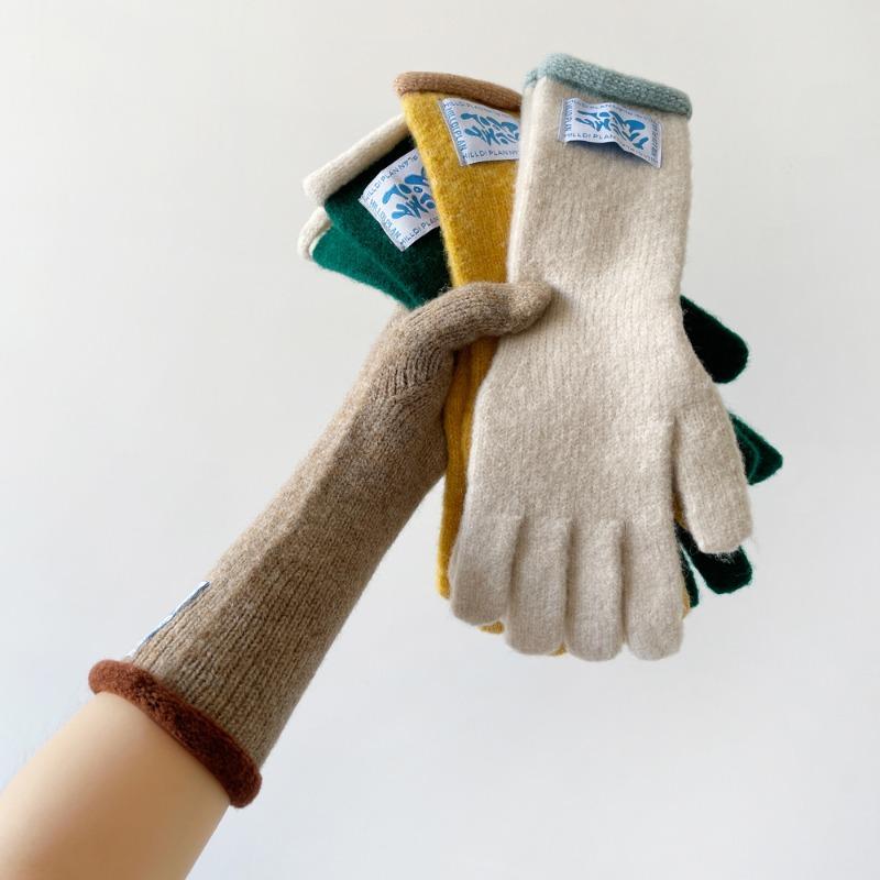 Style wool gloves knitted touch screen gloves women's autumn and winter warm macaron color relaxation gloves