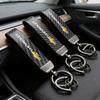 Car Keychain Carbon Fiber Leather Auto Key Ring Pendant For Cruze Onix Bolt Captiva Sail Aveo Spark Tahoe Tracker Z71