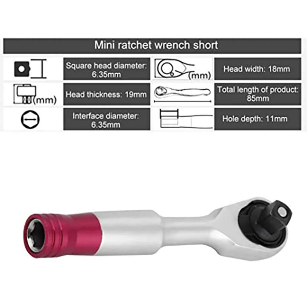 1/4'' Mini 72 Teeth Ratchet Wrench Hex Head/square Head Screwdriver Socket Wrench Repair Tool for Vehicle Bicycle Bike