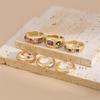 Pack of 6 Adjustable Stackable Rings Featuring Pink Gemstones for Comfort Fit and Multiple Fashion Combinations