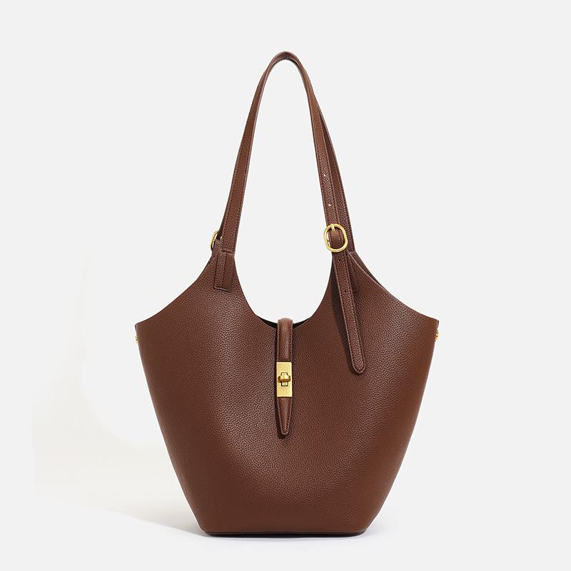 Large-capacity versatile shoulder underarm bag for women, new 2024 spring/summer fashion, high-end commuter handbag tote коричневый