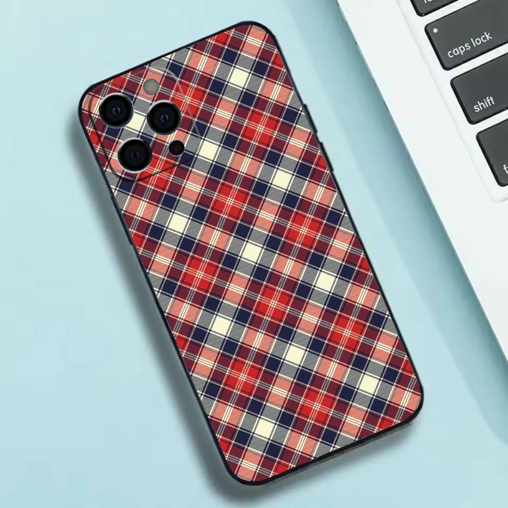 Skotskt rutmönster Fodral Silikon Mjukt För IPhone 17 16 15 14 13 12 11 X XR Plus Pro Max Plus