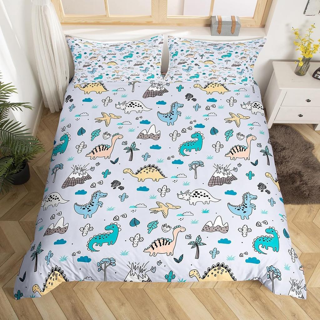 Funda Nórdica de Dinosaurios para Niños Juego de Ropa de Cama con Temática de Animales Microfibra Dibujos Animados Funda de Edredón Individual King Para Niños Niñas Adolescentes Decoración de Dormitorio