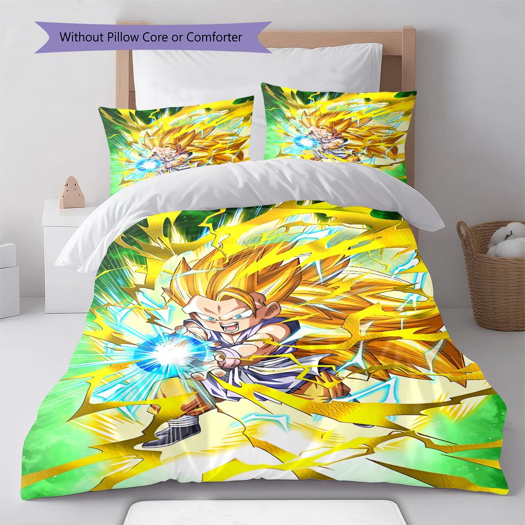 Dragon Ball Flying Super Saiyan Pose Bedding Set Anime Duvet Cover Polyester Soft Comforter Bedroom Set -QJY