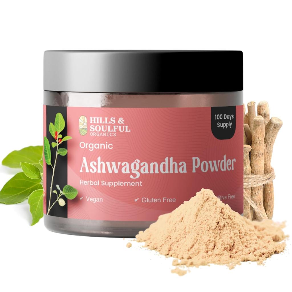 Hills & Soulful Organics Ashwagandha Powder Helps Fight Anxiety | 150gm 0.3lbs