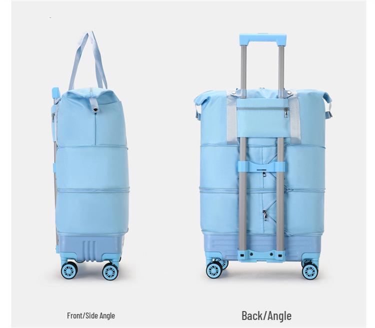 New Foldable Travel Bag with Pull Rod & Wheels - Durable, High-Grade, Trendy, and Expandable Storage