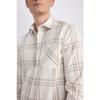 Modern Fit Polo Neck Long Sleeve Checked 100% Cotton Shirt