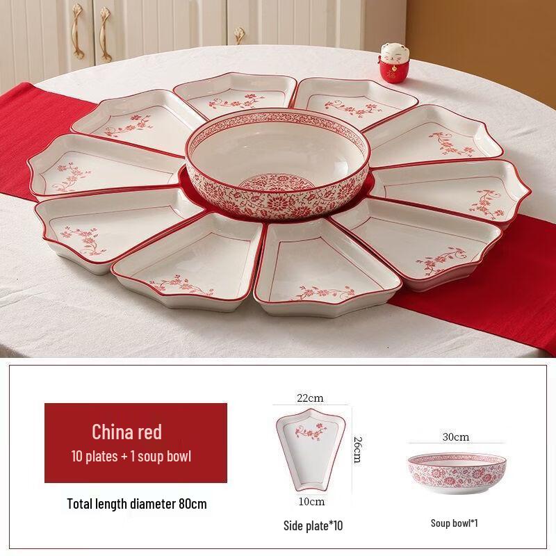 Hampton Chinese Red Ceramic Dinnerware Set