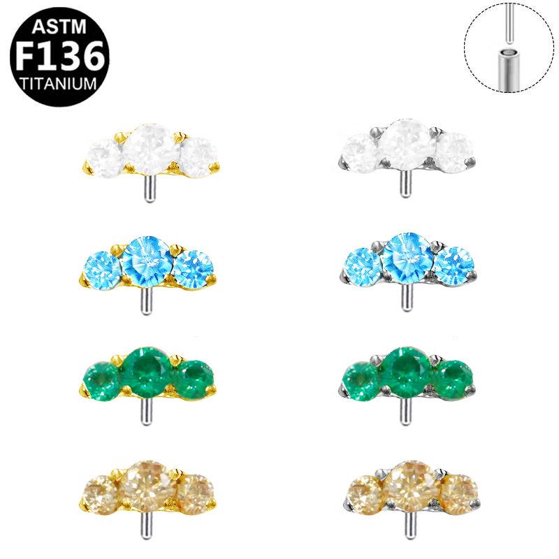 G23 Titanium Alloy Fashionable Medical Grade Piercing Jewelry with Simple Round Zircon Head