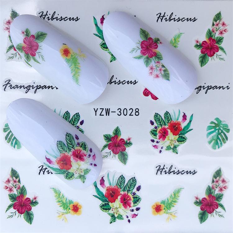 1pc 3D Nail Stickers Spring Summer Natural Flower Leaves Simulation Dried Flower Dragonfly Nail Applique Water Slides Decoration