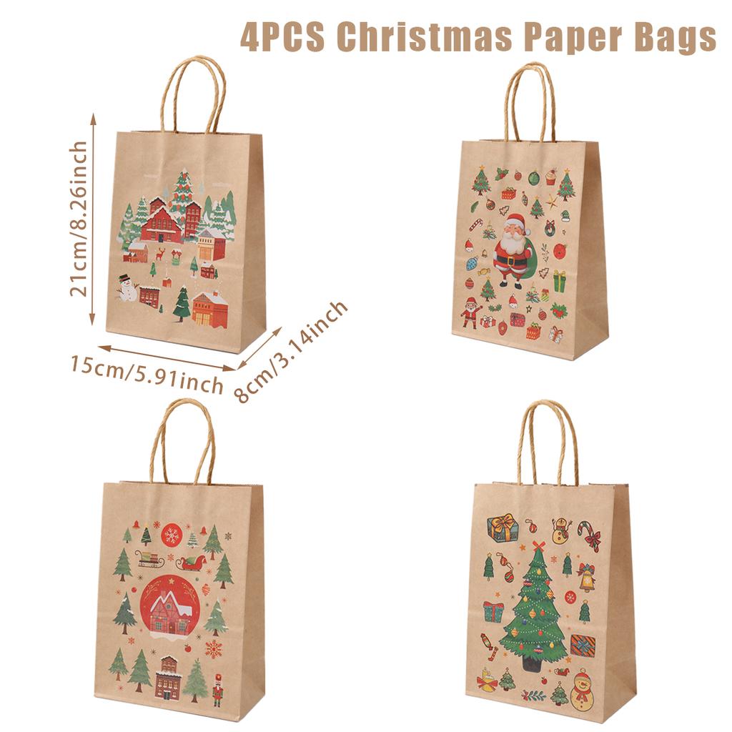 Christmas Kraft Paper Gift Bags Xmas Candy Cookies Gift Tote Bag Christmas Decoration 2025 for Home Navidad Noel New Year 2025