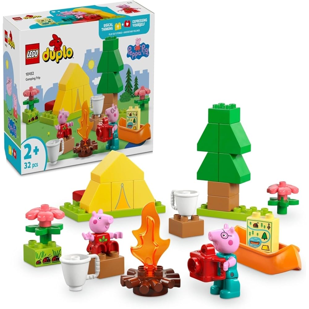 LEGO DUPLO Peppa Pig Camping Toy Set Educational Blocks for Kids Ages 1.5 to 4 Years