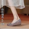 ~ Classic Round Head Bow Light Mouth Soft Sole Square Head Pearl Ballet Silver Single Shoes Women