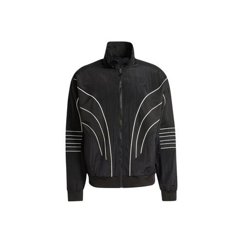 

Мужская куртка adidas с полосатым логотипом, воротником-стойкой и длинным рукавом, черная S чёрный