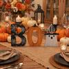 Customizable Halloween Letter Set Wooden BOO Ornaments, Lettering Decorations, Rustic Bat Pumpkin Ghost Playful Desktop Decorations Table Signs