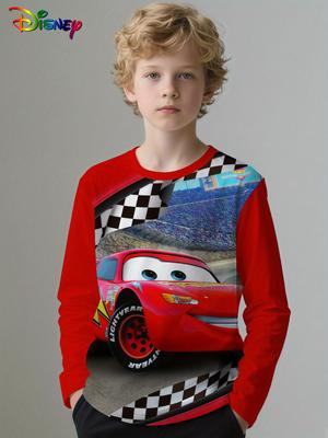Ropa de Otoño Invierno para Niños, Camiseta de Manga Larga de Dibujos Animados de Rayo McQueen, Ropa Exterior Informal para Niños y Niñas, Nueva Llegada