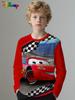Kids Fall Winter Clothes, Lightning McQueen Cartoon Long Sleeve T-Shirt, Casual Outerwear for Boys and Girls, New Arrival