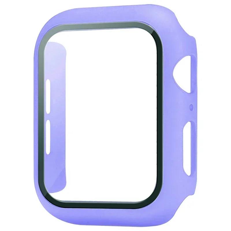 Tempered Glass+cover For Apple Watch Case 45mm 44mm 42mm 41mm 38-40mm PC bumper Screen Protector iWatch series 9 8 7 se 6 4 5 3 7
