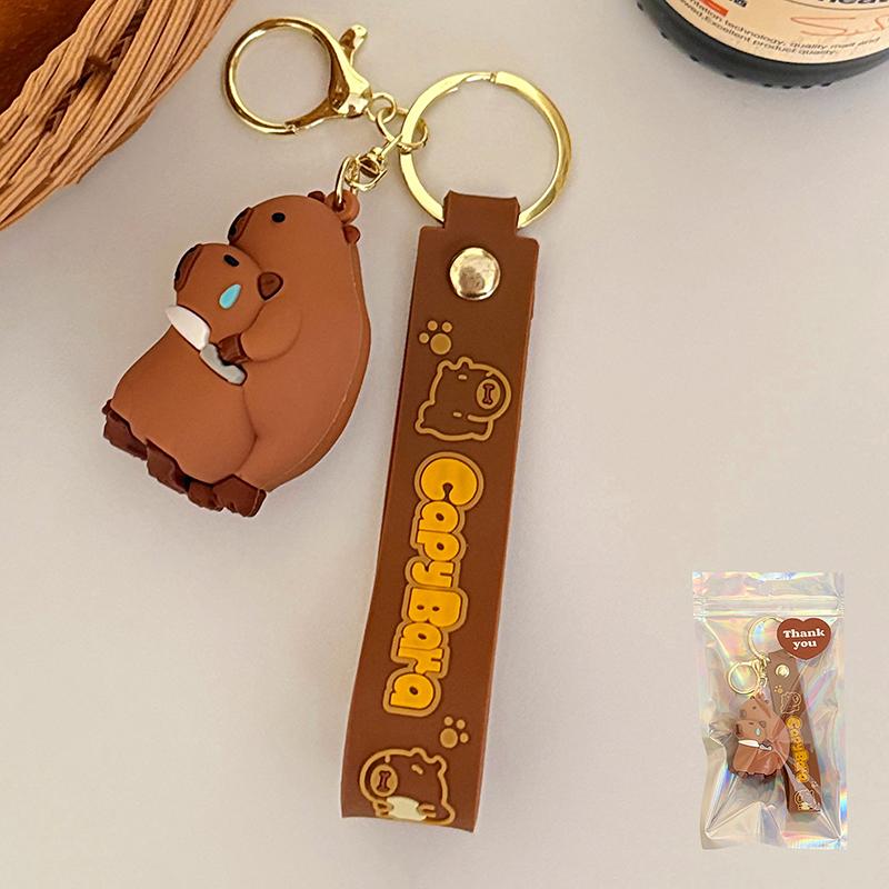 Cute Capybara Keychain Cartoon Animal Doll Keyring Lovely Bag Pendant Backpack Hanging Decoration Couple Gifts