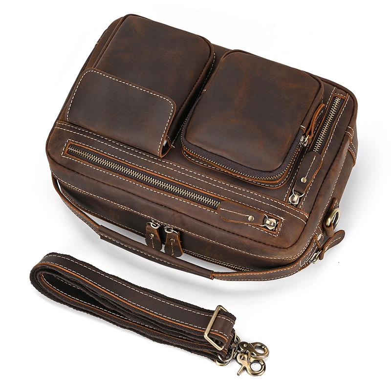 Big Shoulder Bag Genuine Leather Crossbody Bag For Male Retro Fashion Style Men's Messenger Bags Sling Bags With Handle Handbags
