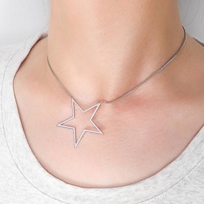 New Personalized Simple Five-pointed Star Necklace Geometric Star Pendant Collarbone Chain Jewelry