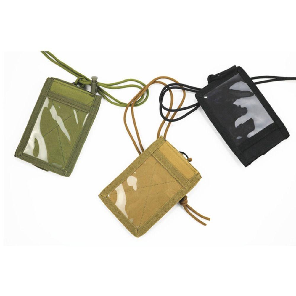 New Nylon Lanyard Card Holder With Pen Slot Water Resistant Hook Loop Patch Holder Portable Outdoor Travel Pouch Travel Use