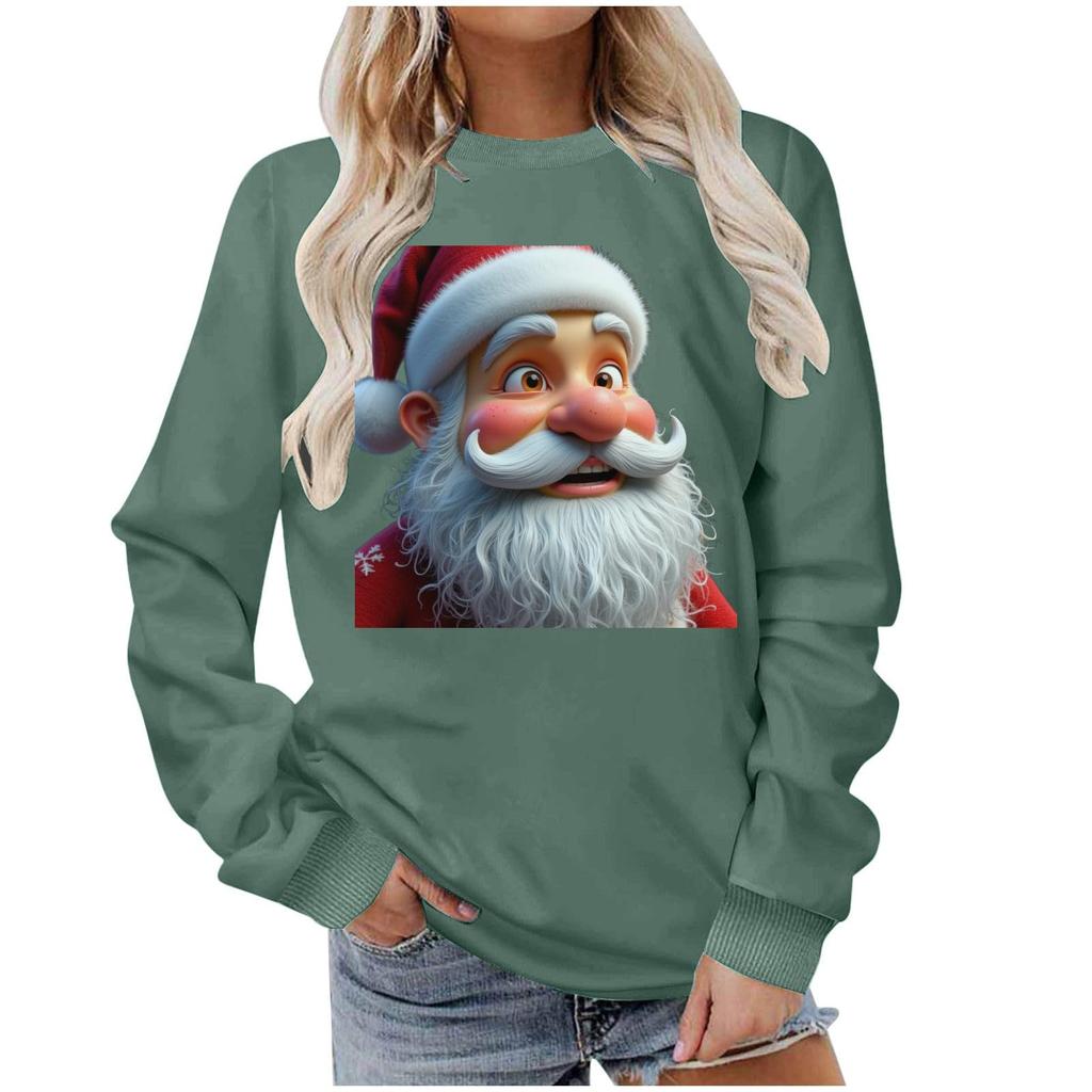 Christmas Sweatshirts For Women Oversized Long Sleeve Crewneck Shirts Cute Xmas Holiday Graphic Pullover Tops