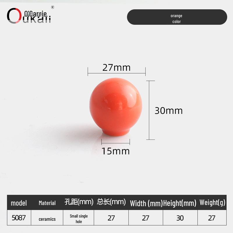 Colorful Ceramic Knob for Cabinets & Drawers - Round, Single Hole Design