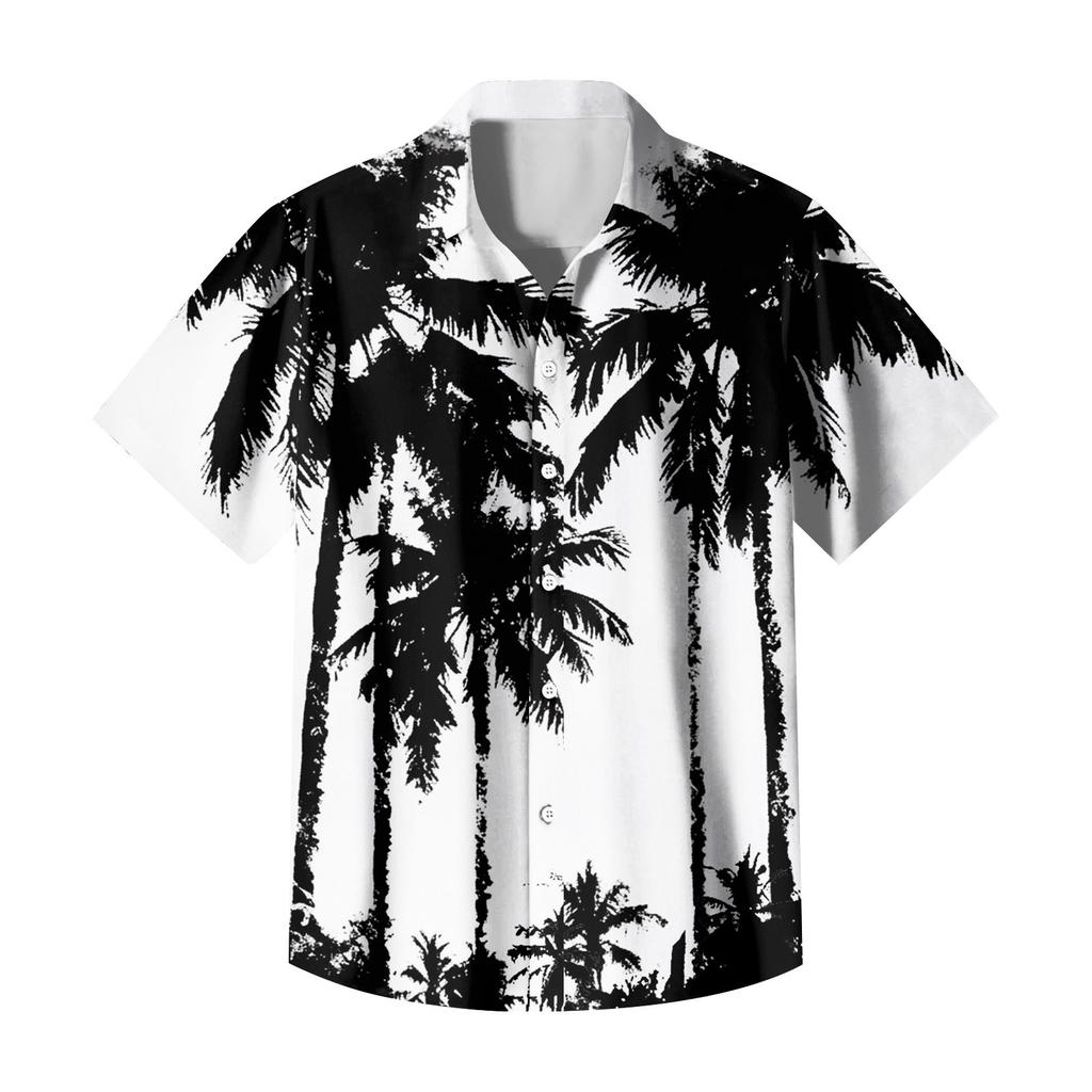Men's Casual Short-sleeved Shirt Slim Fit Stylish Men's Hawaiian Print