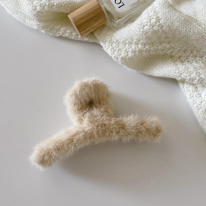 Autumn And Winter Plush Grab Clip Maillard Rectangular Shark Clip Back Of Head Love Fluff Clip Cloud Disc Hair Accessories Women
