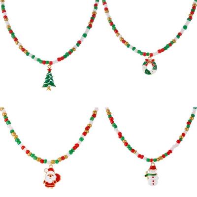 Намисто з намистин, ланцюжок на ключицю з різдвяним шармом, ювелірна прикраса, ідеальна для жіночих святкових вечірок та сімейних заходів