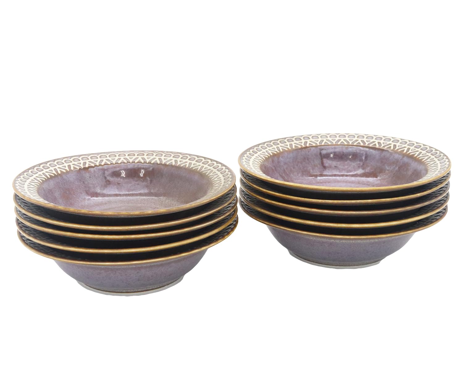 

Castle Enterprises [17cm Fruit Plate (Brown) Set of 10] Mino Ware Lace-Patterned Plates for a Cute and Stylish Look. Recommended for Women.