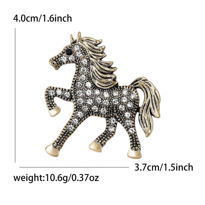 Vintage Court Style Enamel Galloping War Horse Brooches Pins For Women Clothing Accessories Men Fashion Suit Lapel Corsage