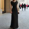 Europäischer und amerikanischer lässiger Party-Eleganter Falten-Design Schwingender Hals-Kleid Jumpsuit