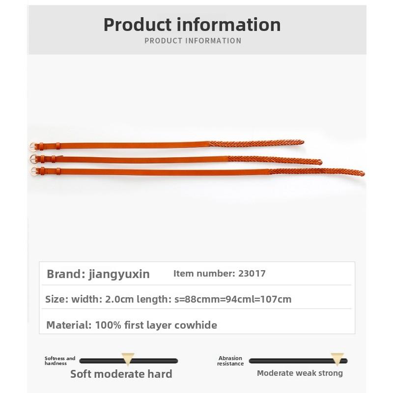 Top-grain Cowhide Double-sided Leather Hand-woven Belt, Women's Belt, Whole Cut Genuine Leather Belt