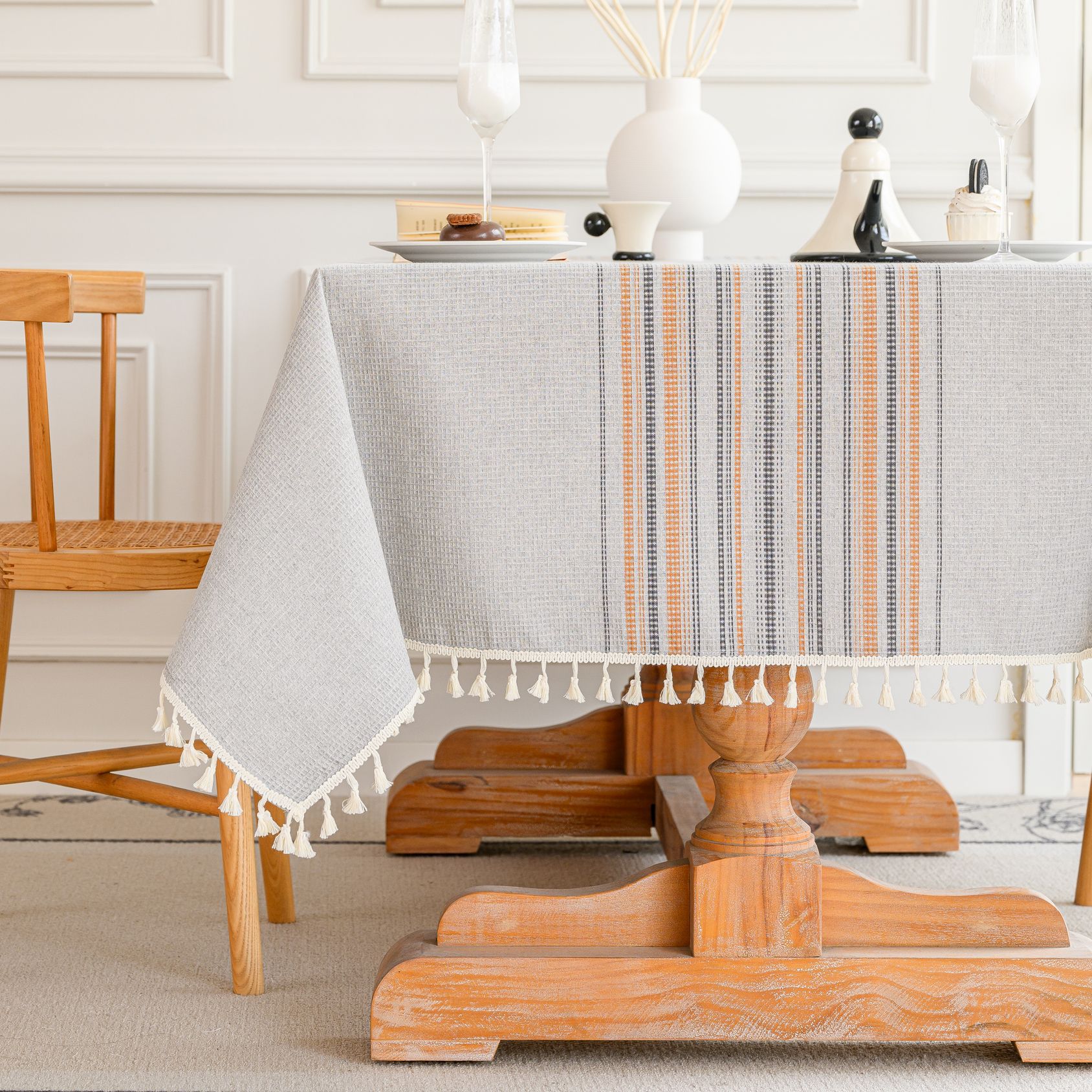 

Трехмерная вышивка полотенцем, высококачественная скатерть для обеденного стола, скатерть с бахромой, жаккардовая салфетка на стол, декоративная накидка из хлопка и льна 140*140cm