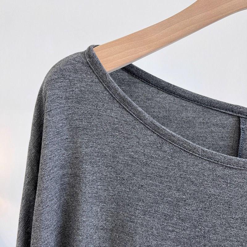 T-shirt Damski Jednolity Kolor Codzienny Duży Rozmiar Luźny Okrągły Dekolt Pulower Krótki Rękaw Top