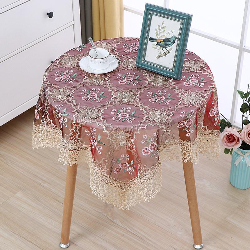 Bestickte Spitzentischdecke - Mehrzweckabdeckung für Ess-, Couchtische oder Kühlschrank
