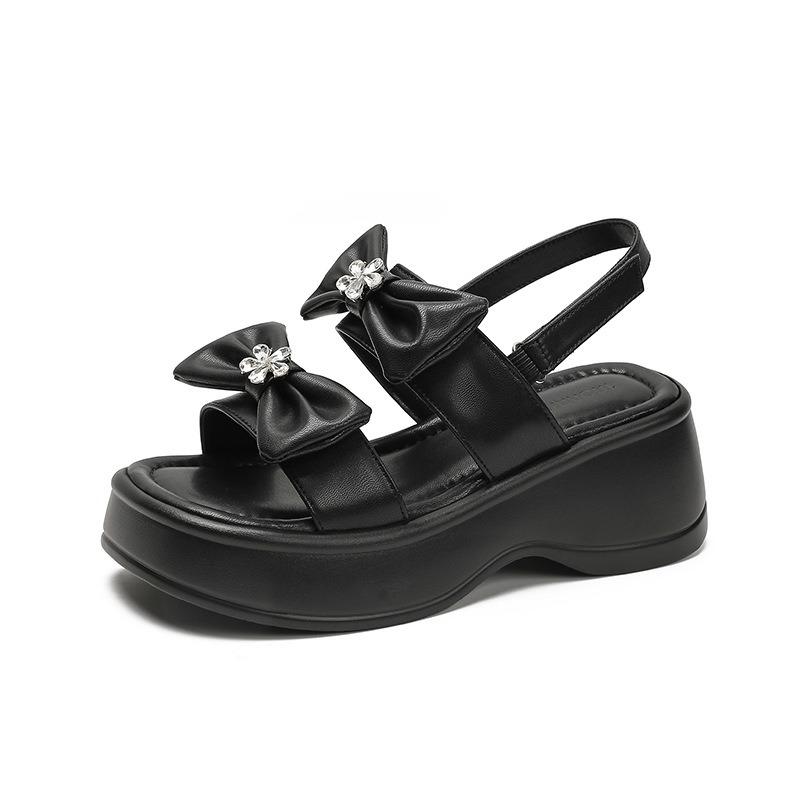 Platform sandals women's outer wear summer new one-word buckle with muffin versatile fashion beach cool slippers