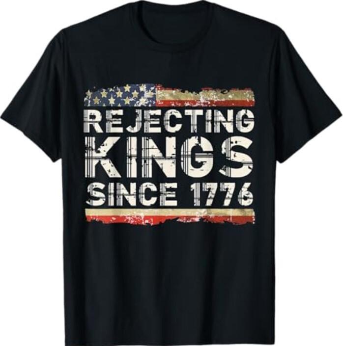 Rejecting Kings Since 1776 American Vintage Flag T-Shirt Unisex T-Shirt S