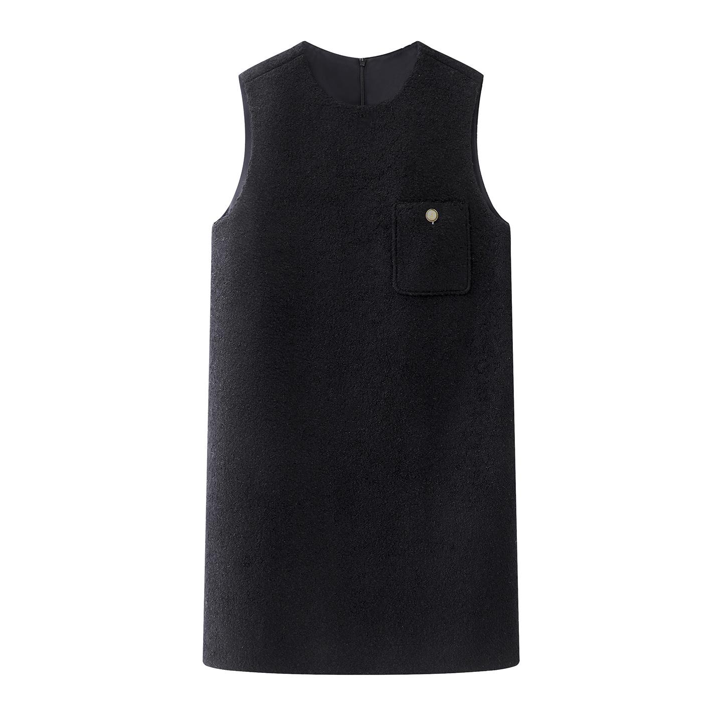 

2026 Spring French Chic Sleeveless Wool Vest Dress for Women - Petite High-End Design Small чёрный