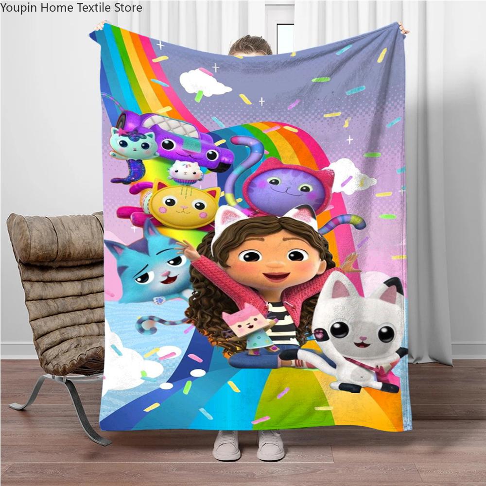 Cartoon G-Gabbys-Dollhouse Soft Flannel Blankets Keep Warm Throw Blanket Comfortable Blanket for Picnic Beds Sofa Home Bedroom