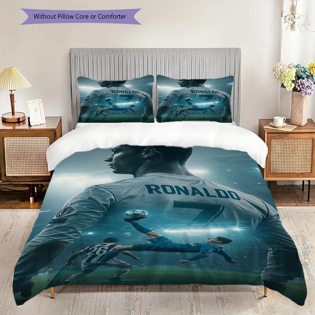 CR7's Legacy Three-piece set (1 * duvet cover + 2 * pillowcase, without core) Soft and comfortable Christmas birthday gift Duvet cover and pillowcase