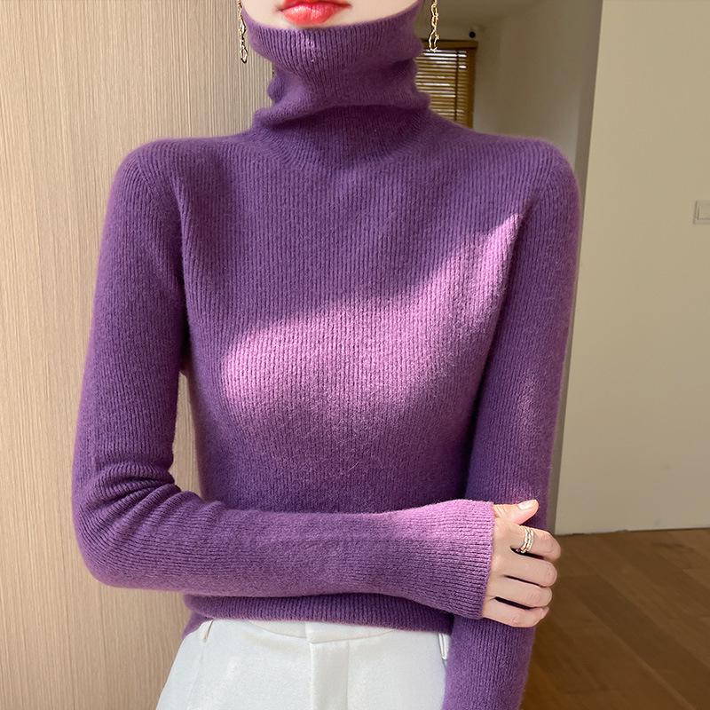 Women's Turtleneck Slim Fit Pullover Knit Sweater, Long Sleeve, Autumn/Winter Collection